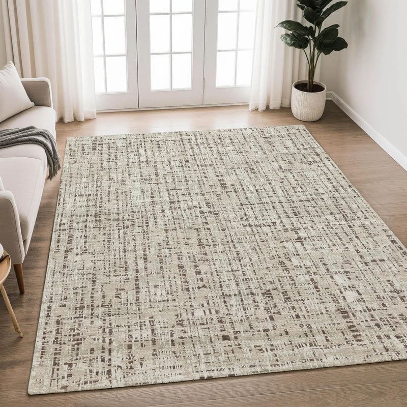 8' X 10' Beige And Brown Abstract Washable Indoor Outdoor Area Rug Homeroots Outdoor