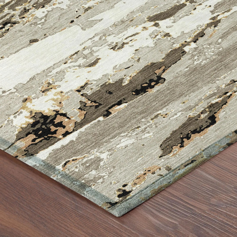 8' X 10' Beige And Brown Abstract Washable Indoor Outdoor Area Rug Homeroots Outdoor