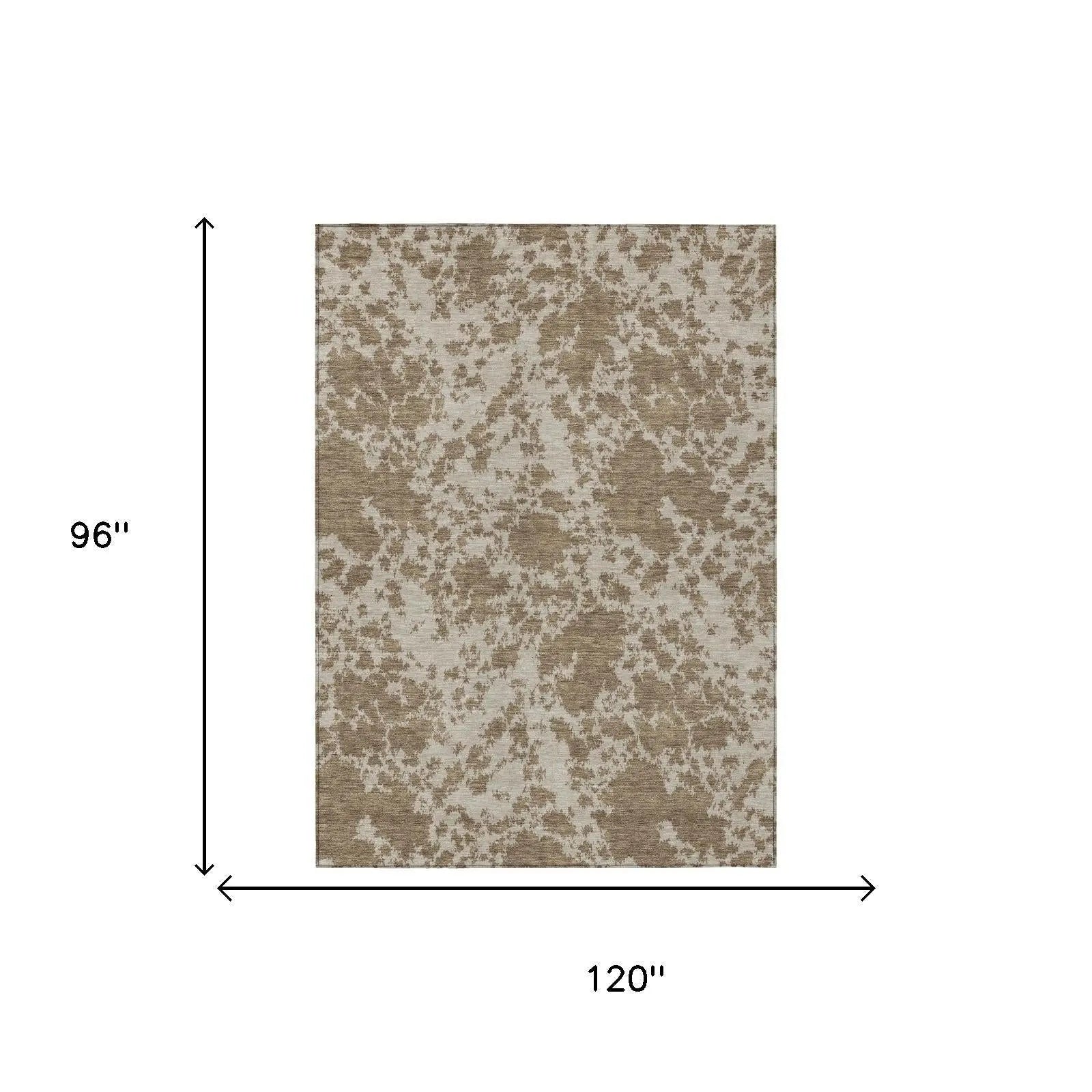 8' X 10' Beige And Brown Abstract Washable Indoor Outdoor Area Rug Homeroots Outdoor