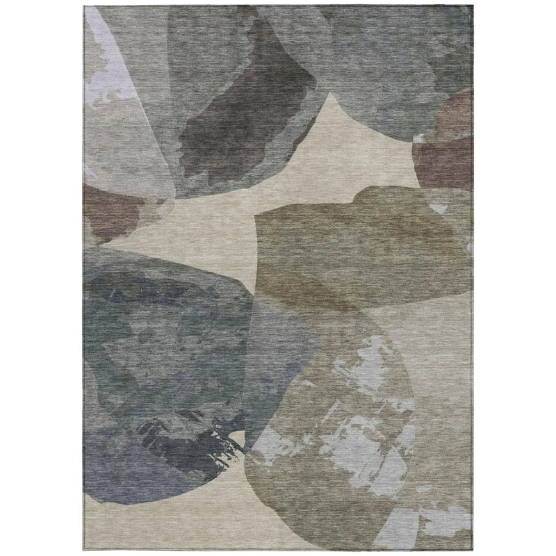 8' X 10' Beige And Brown Abstract Washable Indoor Outdoor Area Rug Homeroots Outdoor