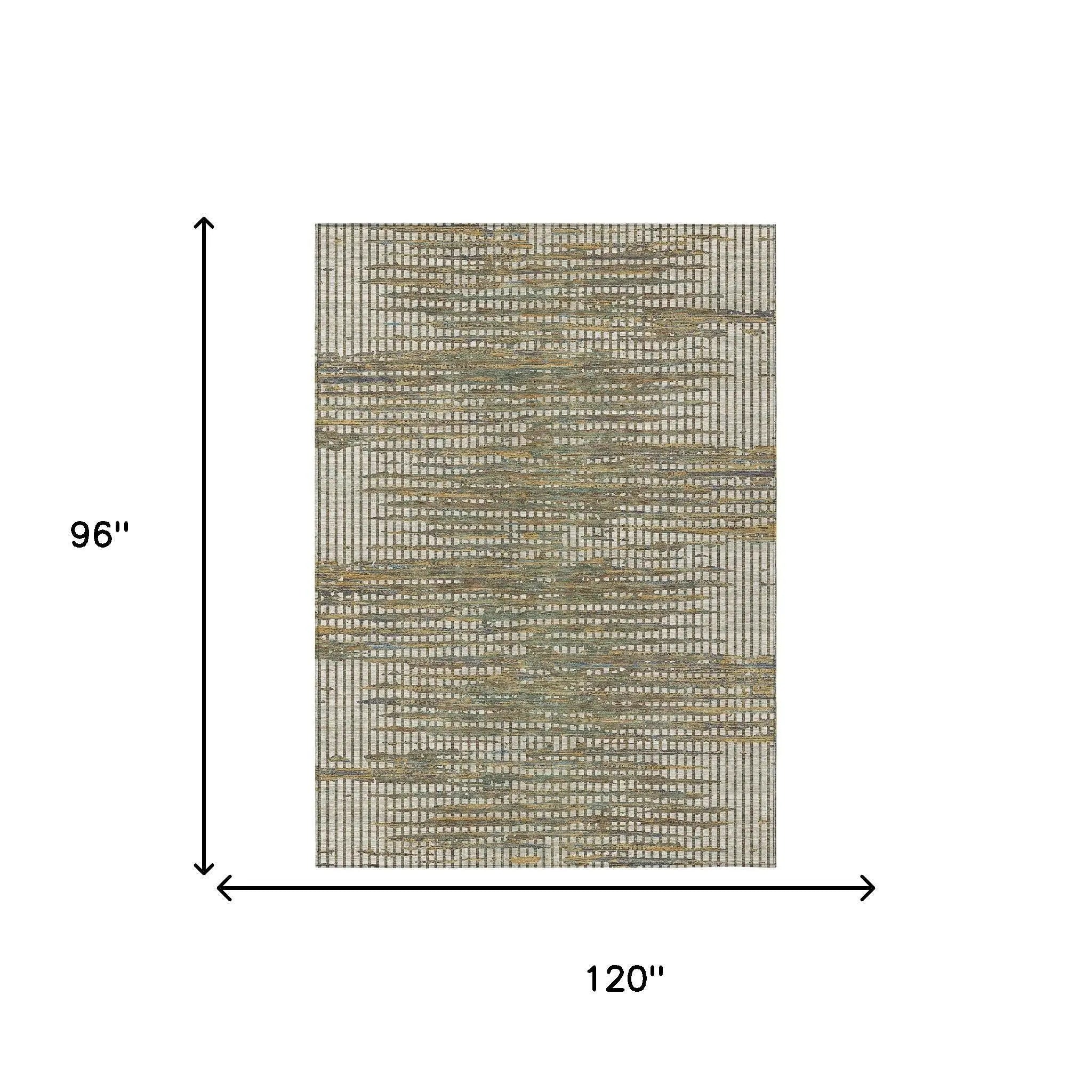 8' X 10' Beige And Brown Abstract Washable Indoor Outdoor Area Rug Homeroots Outdoor