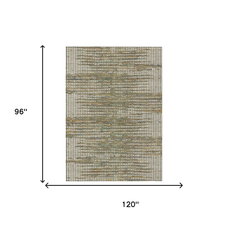 8' X 10' Beige And Brown Abstract Washable Indoor Outdoor Area Rug Homeroots Outdoor