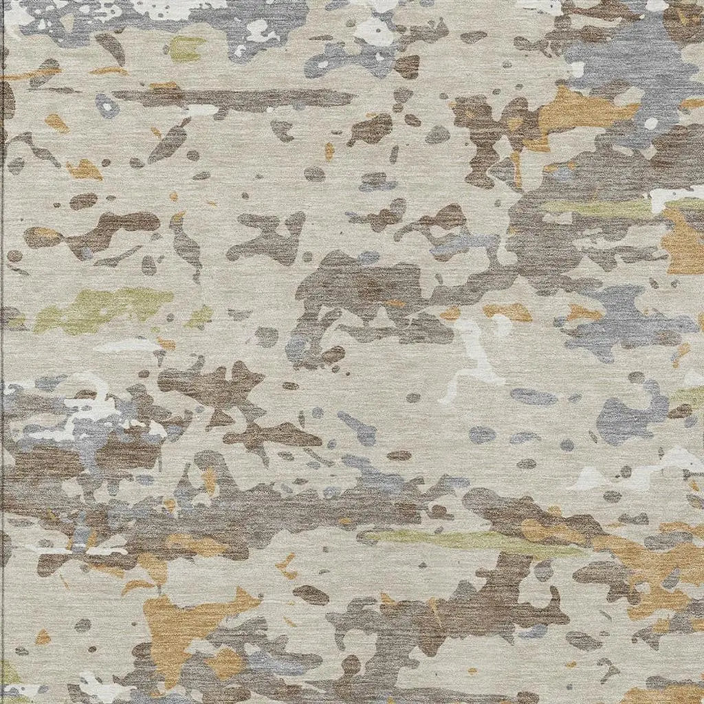 8' X 10' Beige And Brown Abstract Washable Indoor Outdoor Area Rug Homeroots Outdoor