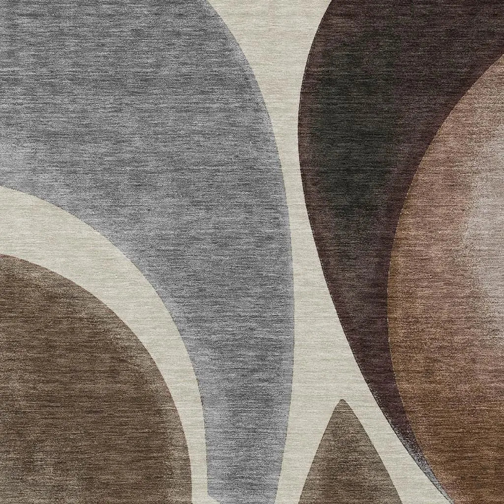 8' X 10' Beige And Brown Abstract Washable Indoor Outdoor Area Rug Homeroots Outdoor