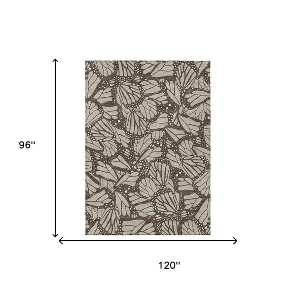 8' X 10' Beige And Brown Animal Print Washable Indoor Outdoor Area Rug Homeroots Outdoor