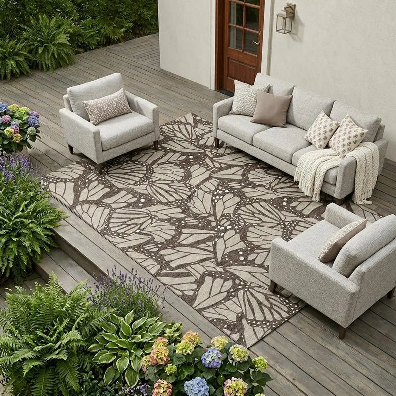 8' X 10' Beige And Brown Animal Print Washable Indoor Outdoor Area Rug Homeroots Outdoor