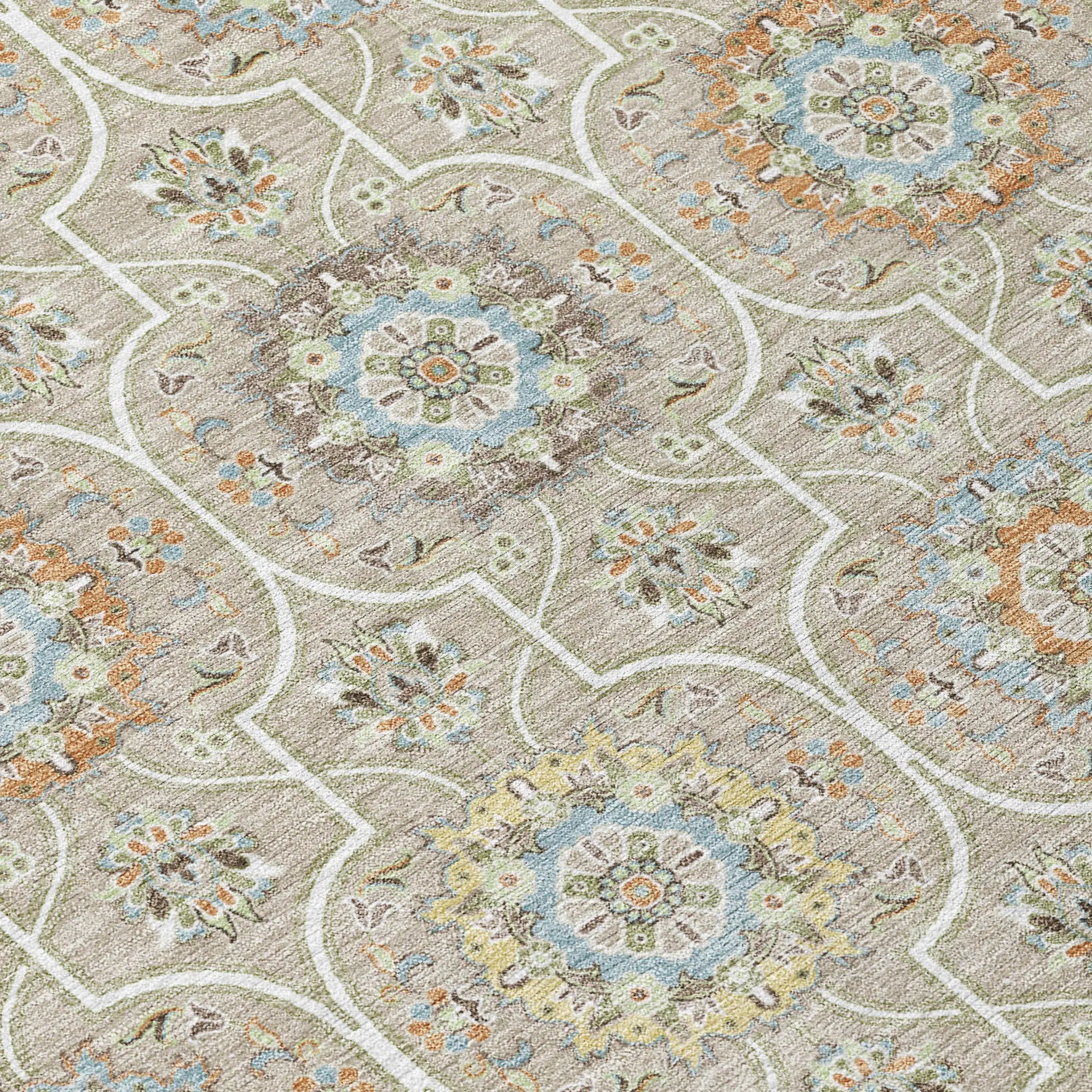 8' X 10' Beige And Brown Floral Medallion Washable Indoor Outdoor Area Rug Homeroots Outdoor