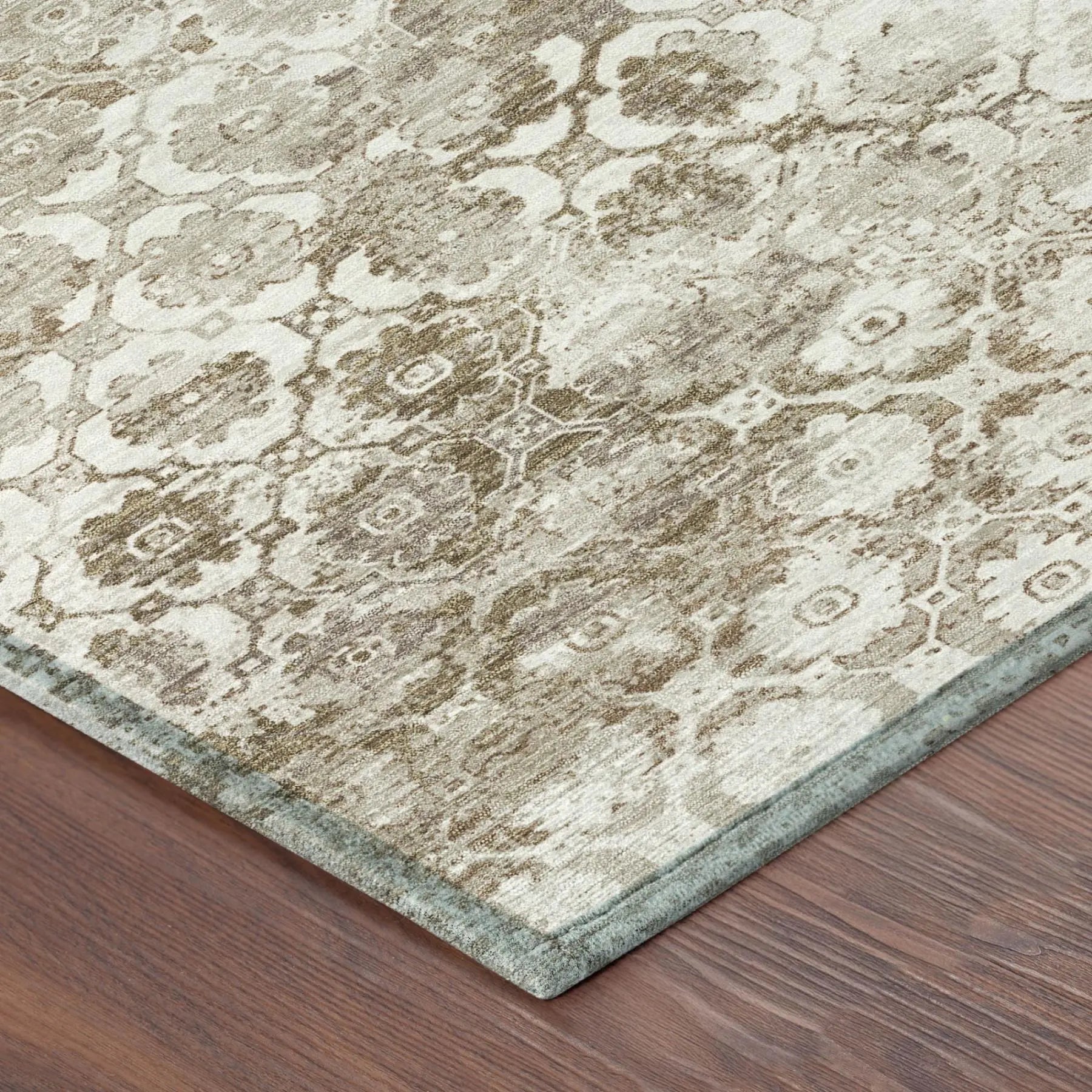 8' X 10' Beige And Brown Floral Medallion Washable Indoor Outdoor Area Rug Homeroots Outdoor