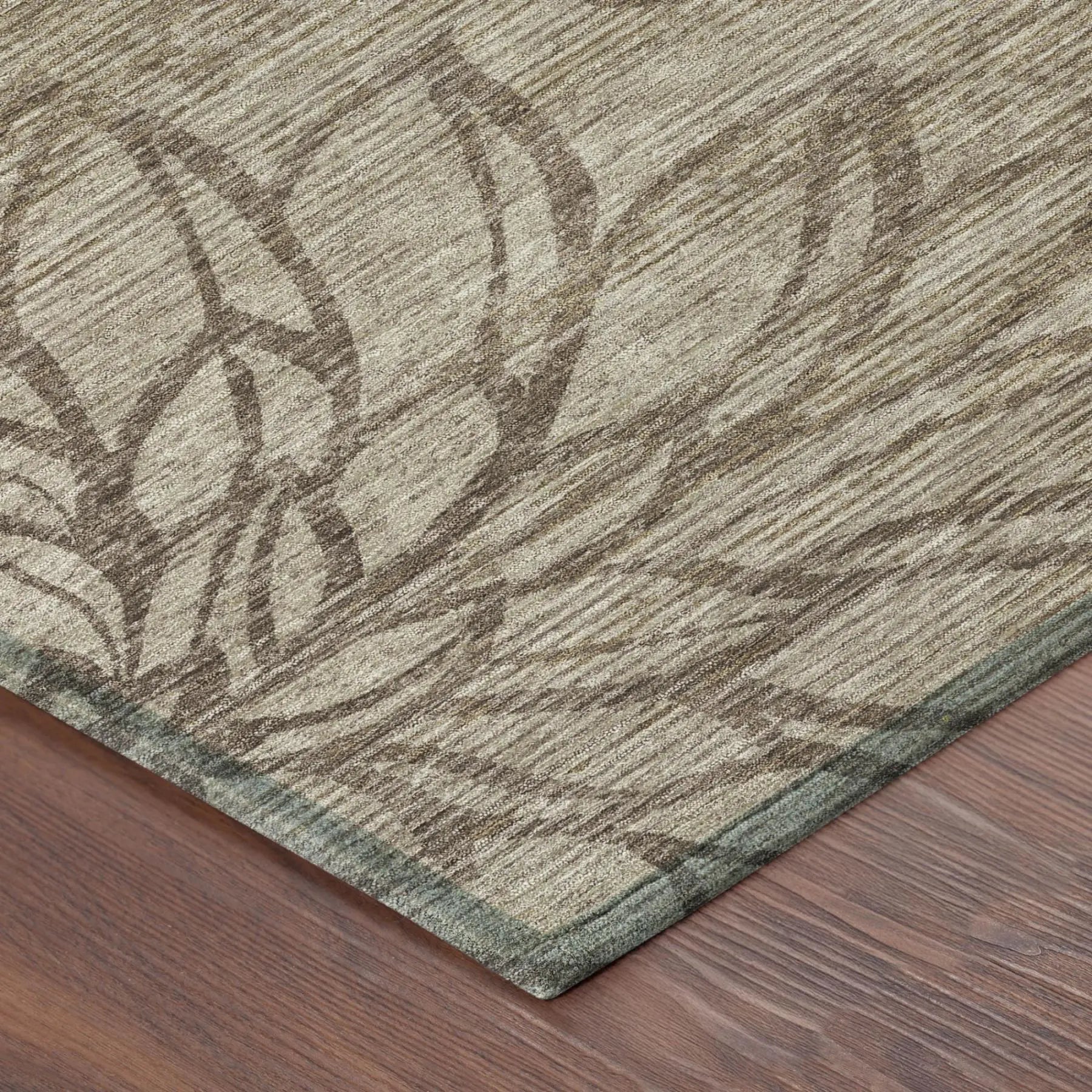 8' X 10' Beige And Brown Floral Washable Indoor Outdoor Area Rug Homeroots Outdoor