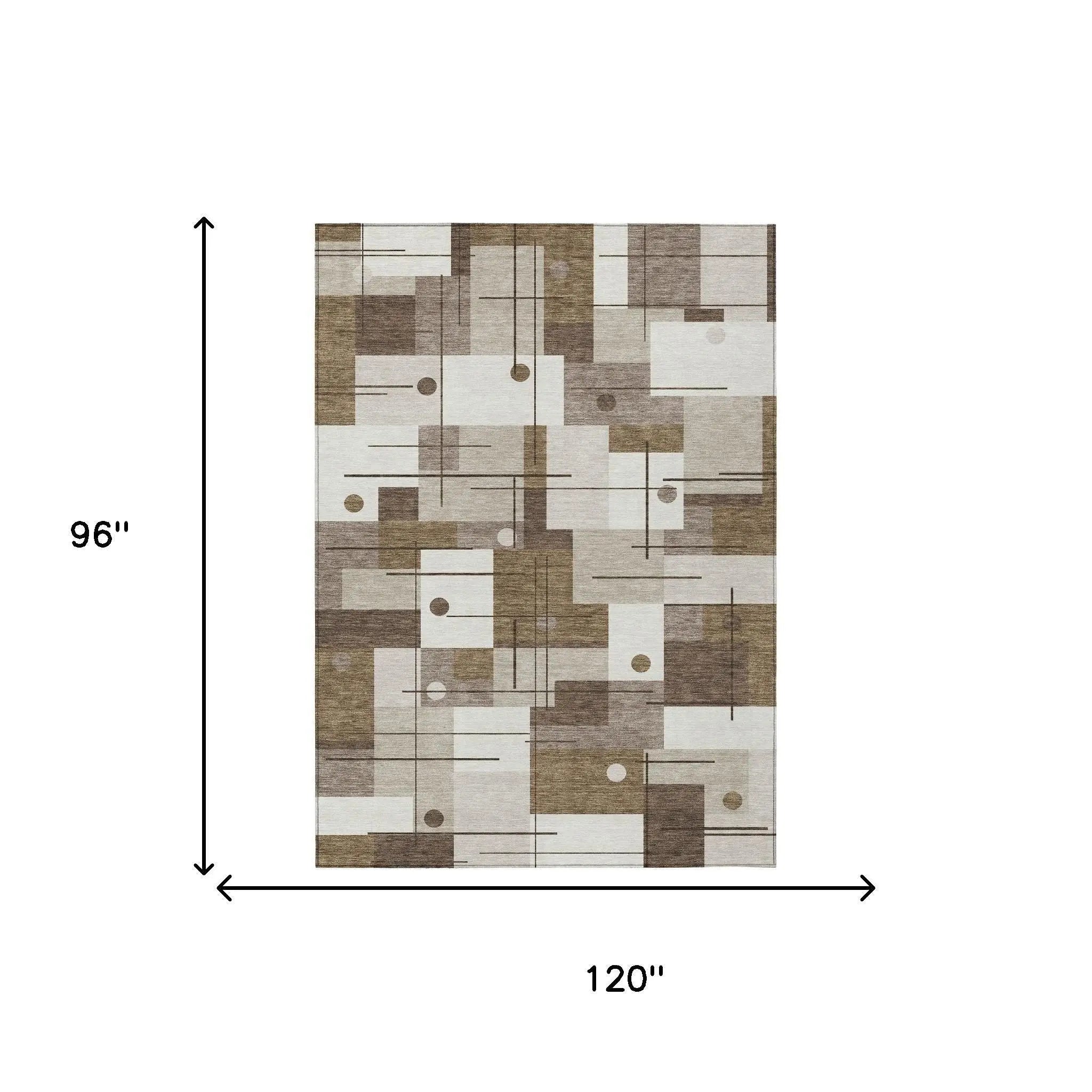 8' X 10' Beige And Brown Geometric Washable Indoor Outdoor Area Rug Homeroots Outdoor