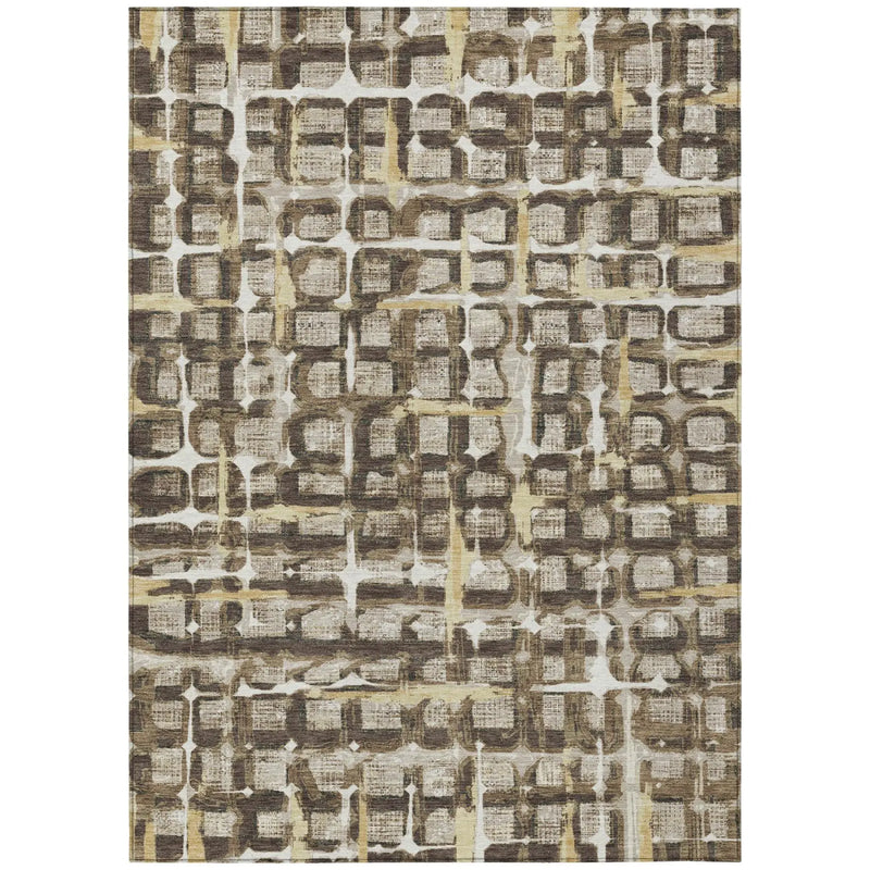 8' X 10' Beige And Brown Geometric Washable Indoor Outdoor Area Rug Homeroots Outdoor