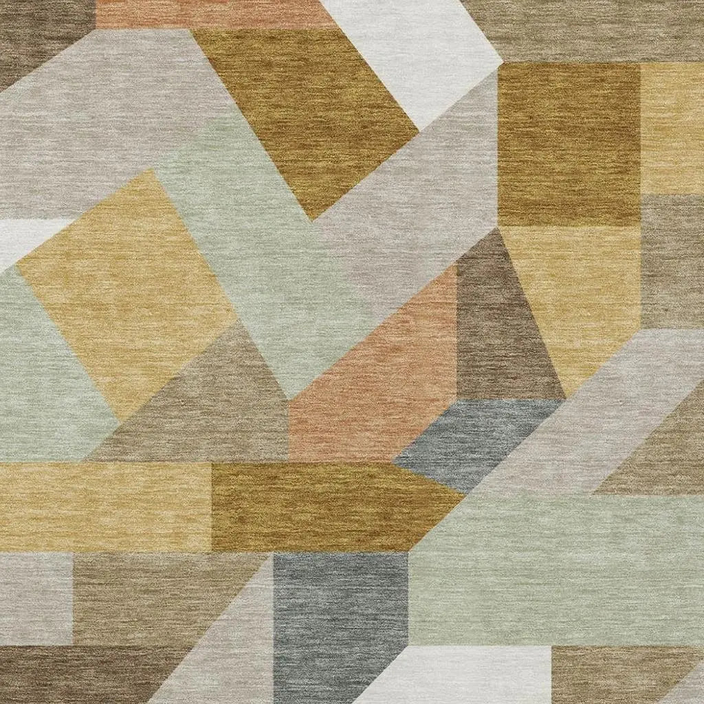 8' X 10' Beige And Brown Geometric Washable Indoor Outdoor Area Rug Homeroots Outdoor