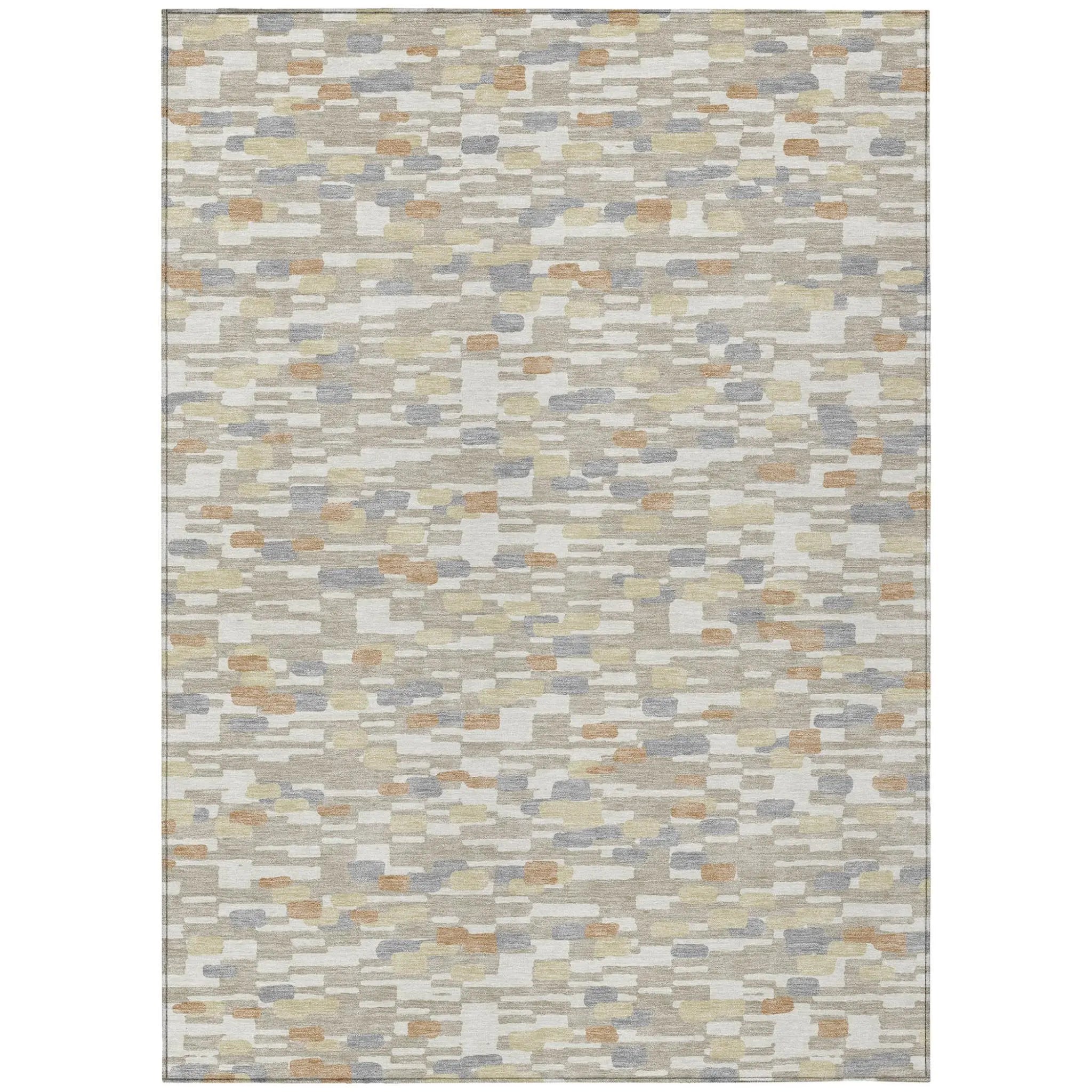 8' X 10' Beige And Brown Geometric Washable Indoor Outdoor Area Rug Homeroots Outdoor