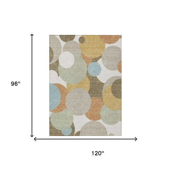 8' X 10' Beige And Brown Geometric Washable Indoor Outdoor Area Rug Homeroots Outdoor