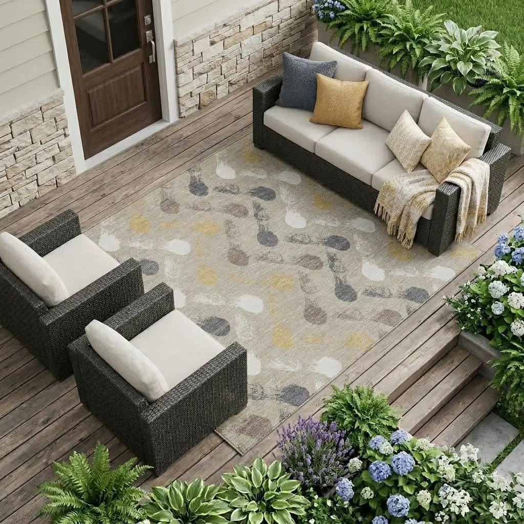 8' X 10' Beige And Brown Geometric Washable Indoor Outdoor Area Rug Homeroots Outdoor