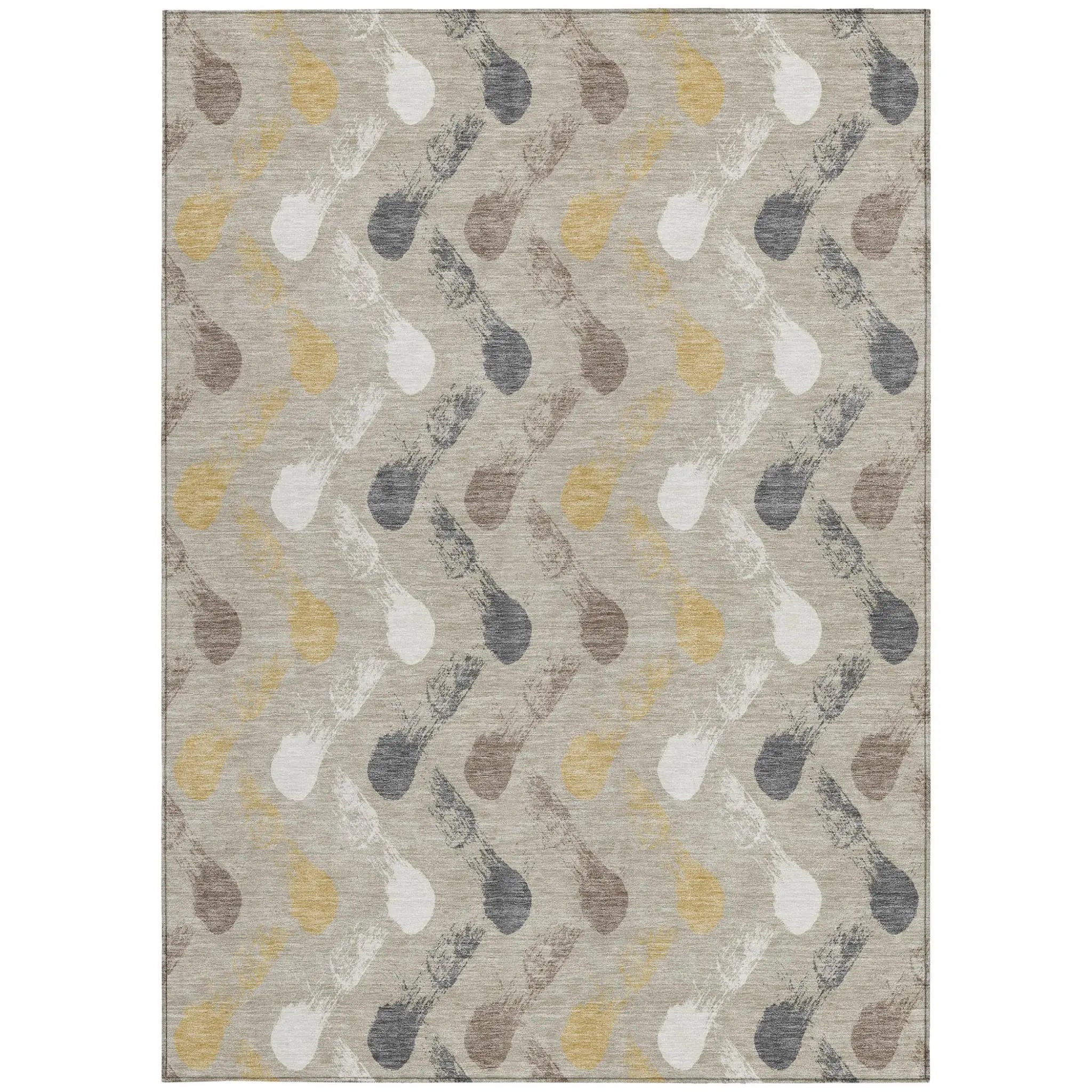 8' X 10' Beige And Brown Geometric Washable Indoor Outdoor Area Rug Homeroots Outdoor