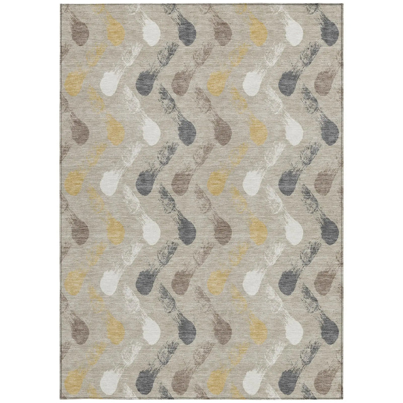 8' X 10' Beige And Brown Geometric Washable Indoor Outdoor Area Rug Homeroots Outdoor