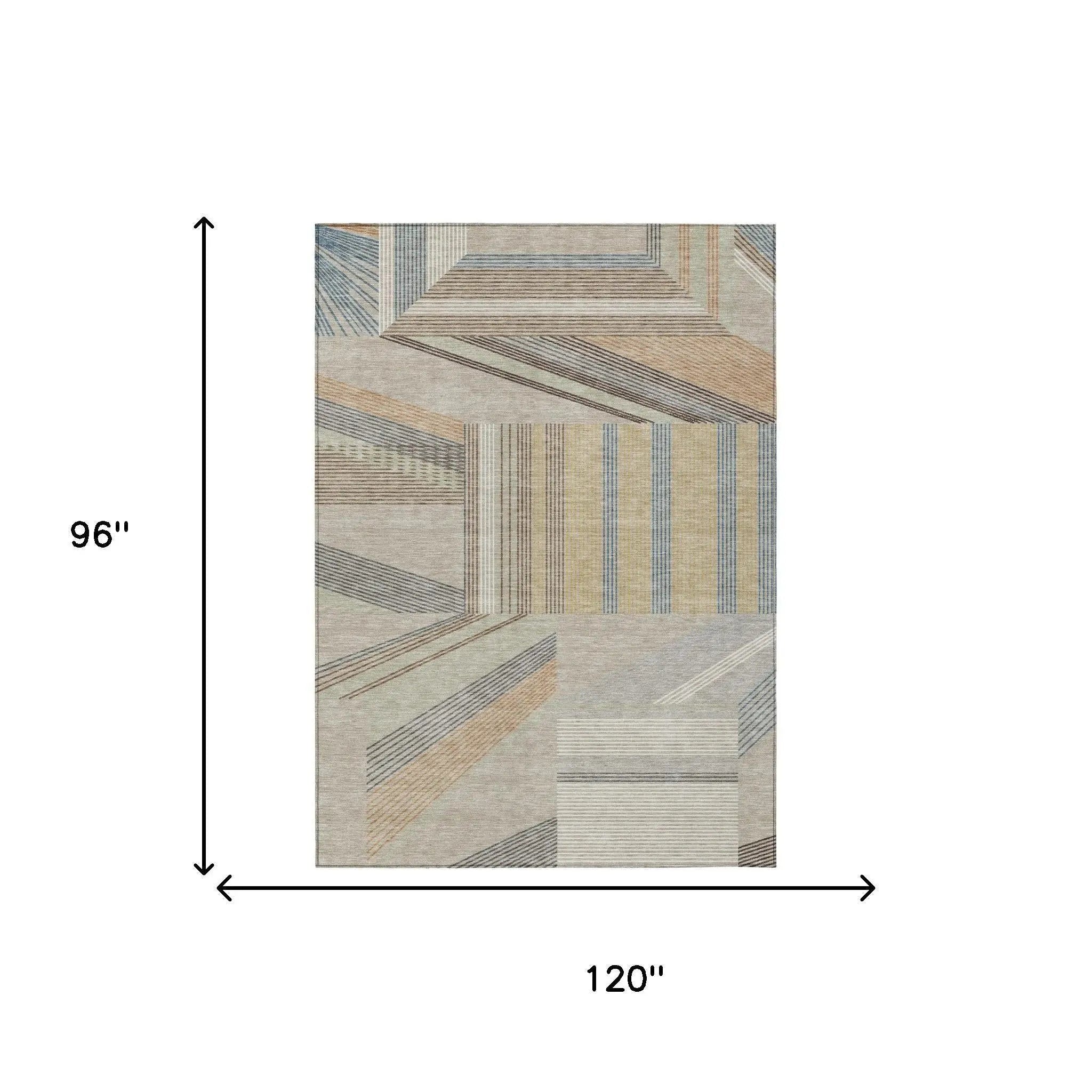 8' X 10' Beige And Brown Geometric Washable Indoor Outdoor Area Rug Homeroots Outdoor