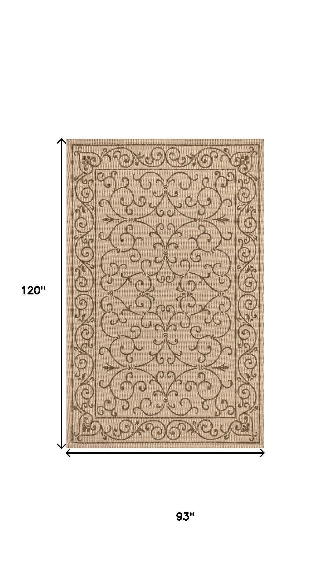 8' X 10' Beige And Brown Medallion Indoor Outdoor Area Rug Homeroots Outdoor