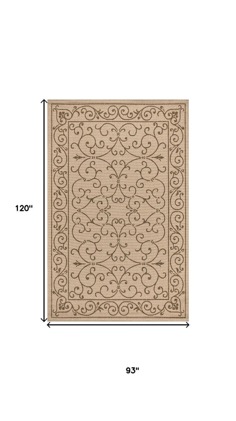 8' X 10' Beige And Brown Medallion Indoor Outdoor Area Rug Homeroots Outdoor