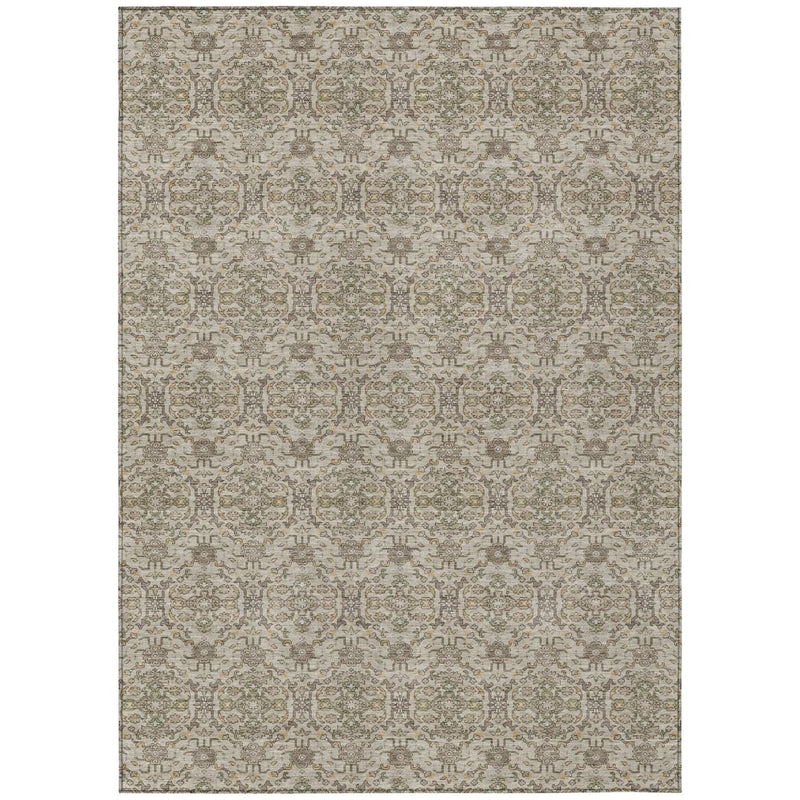 8' X 10' Beige And Brown Oriental Washable Indoor Outdoor Area Rug Homeroots Outdoor