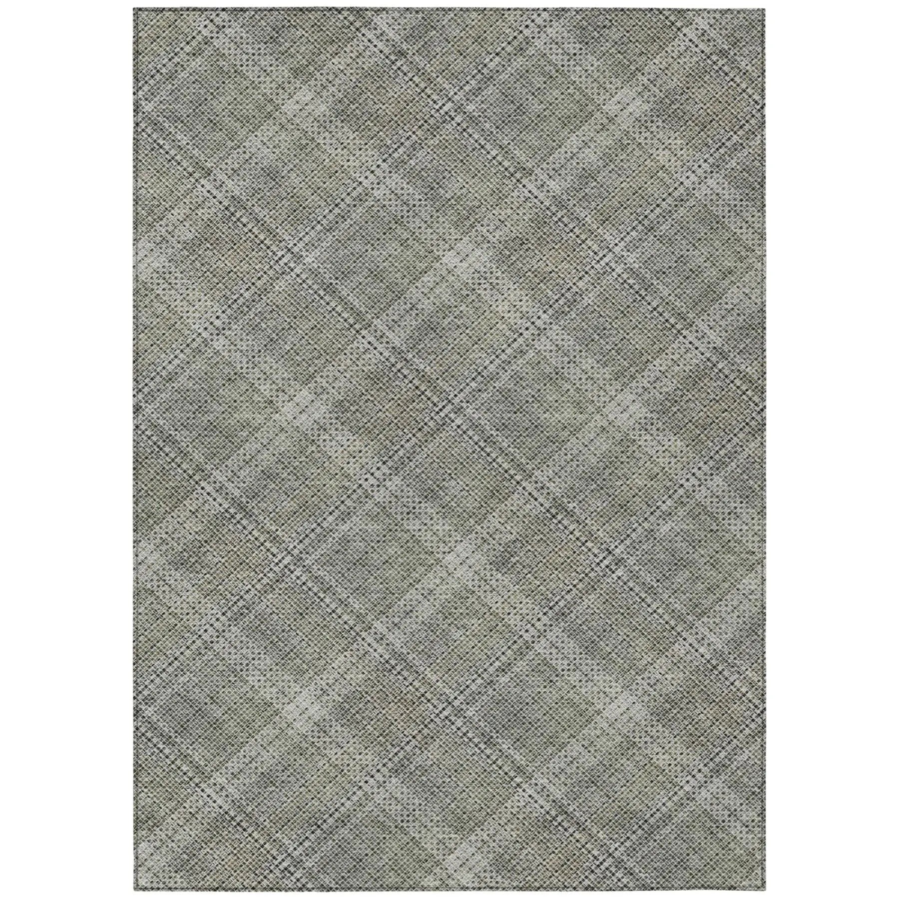 8' X 10' Beige And Brown Plaid Washable Indoor Outdoor Area Rug Homeroots Outdoor