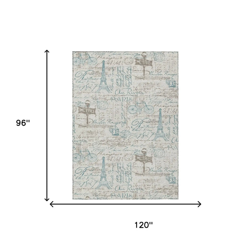 8' X 10' Beige And Brown Southwestern Washable Indoor Outdoor Area Rug Homeroots Outdoor