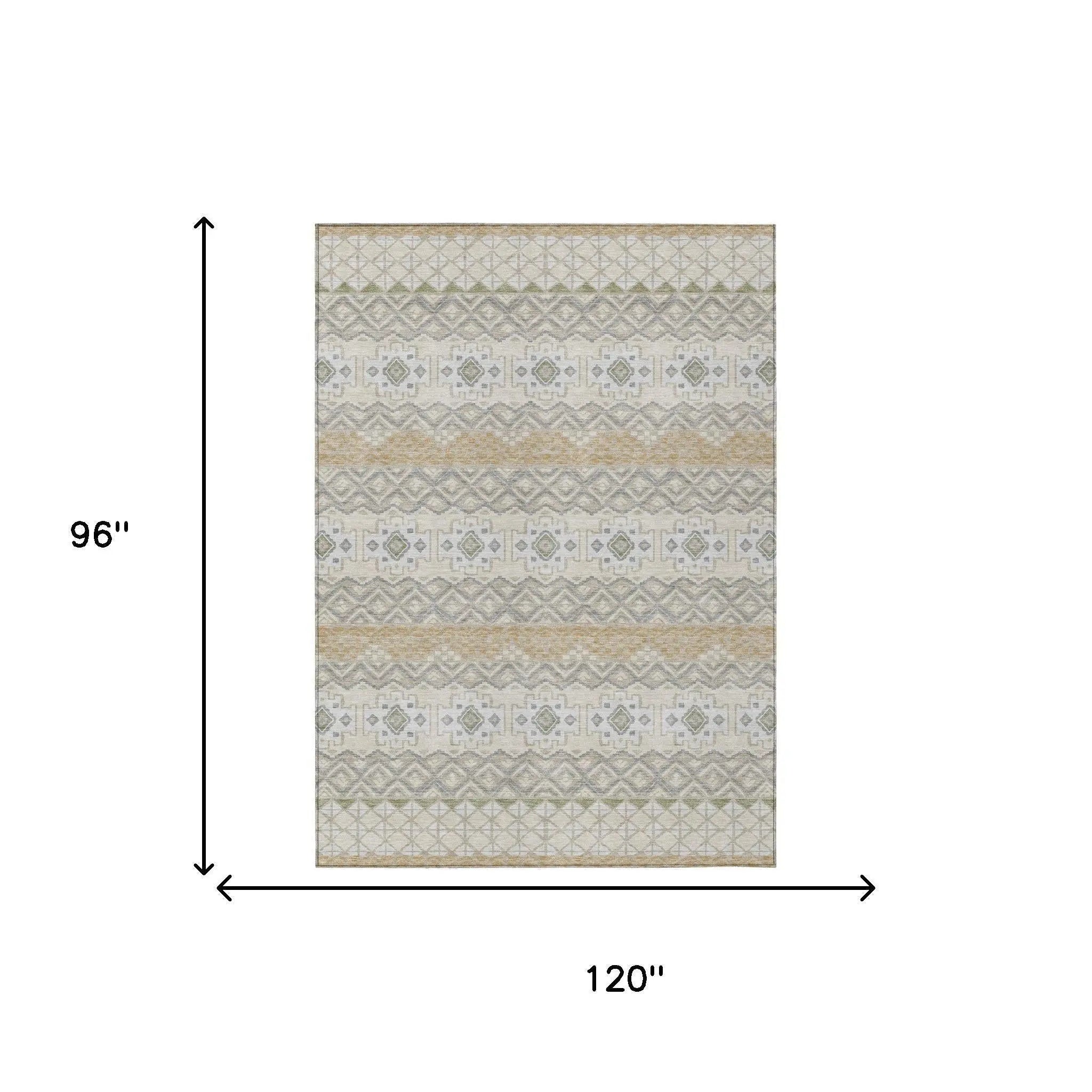8' X 10' Beige And Brown Striped Washable Indoor Outdoor Area Rug Homeroots Outdoor