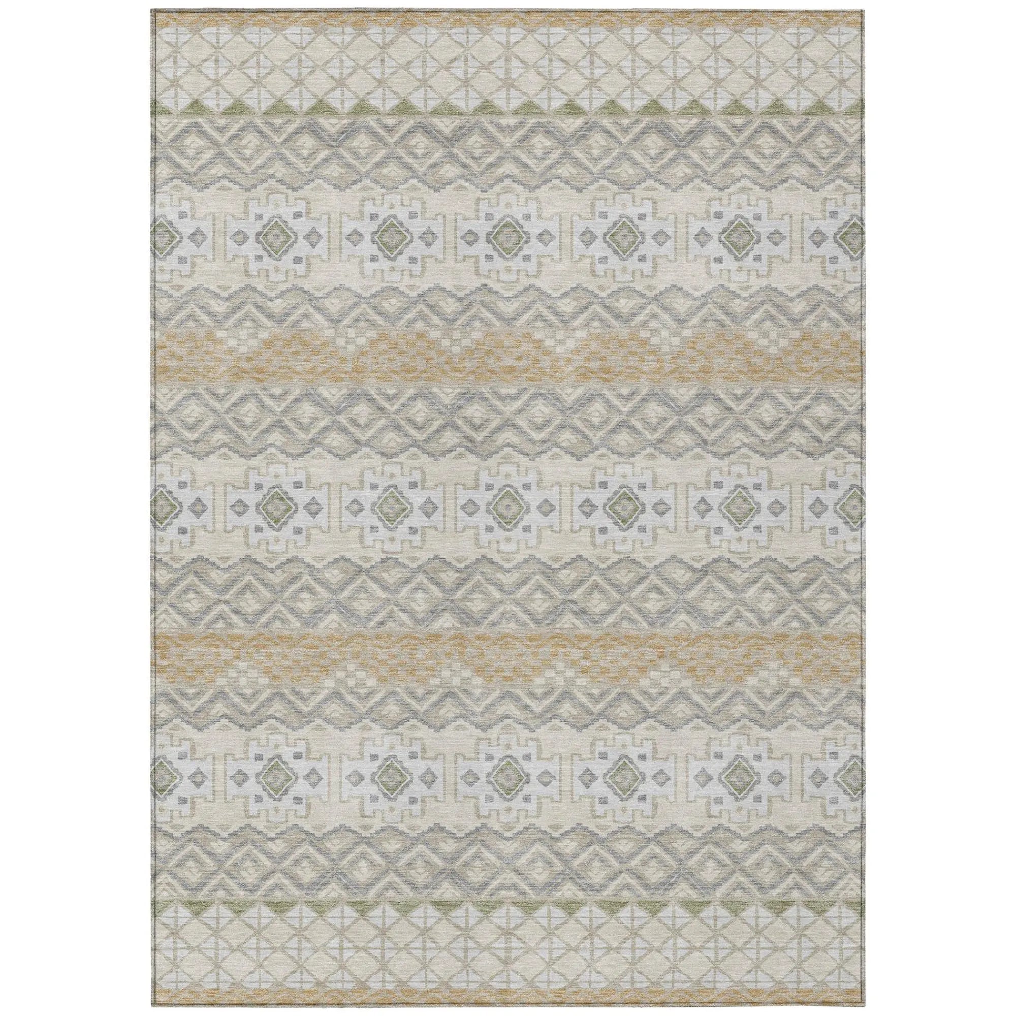 8' X 10' Beige And Brown Striped Washable Indoor Outdoor Area Rug Homeroots Outdoor