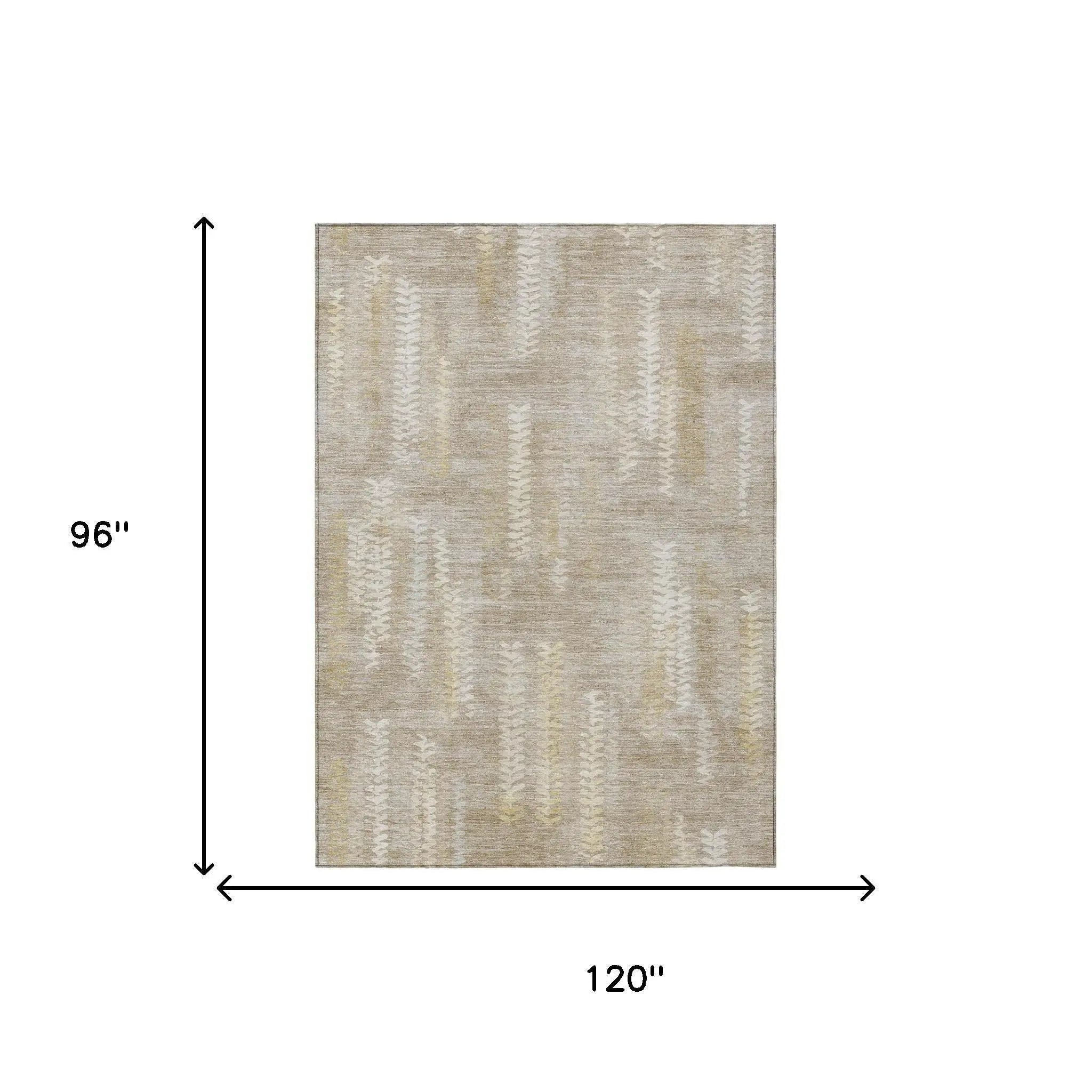 8' X 10' Beige And Brown Striped Washable Indoor Outdoor Area Rug Homeroots Outdoor