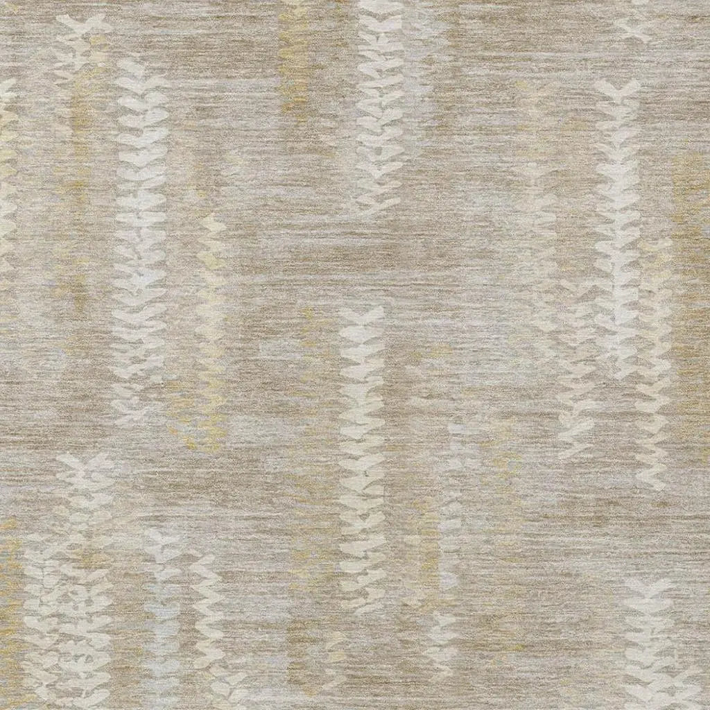 8' X 10' Beige And Brown Striped Washable Indoor Outdoor Area Rug Homeroots Outdoor