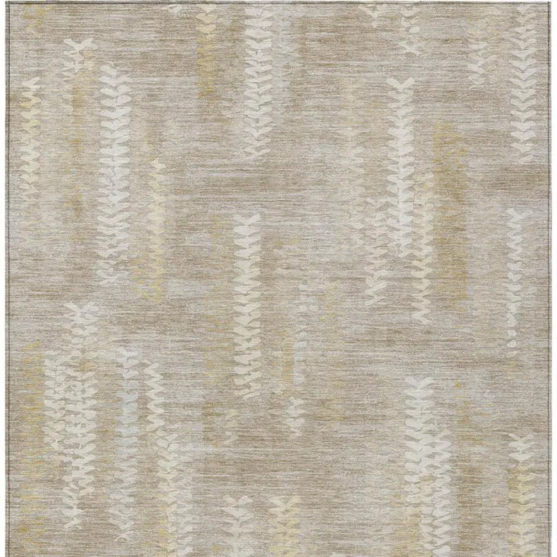 8' X 10' Beige And Brown Striped Washable Indoor Outdoor Area Rug Homeroots Outdoor