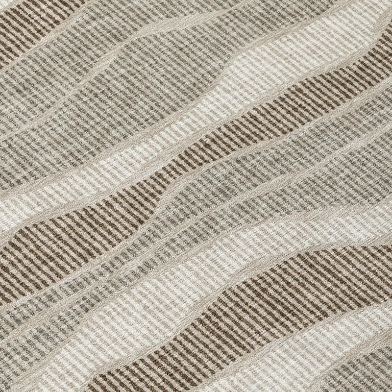 8' X 10' Beige And Brown Striped Washable Indoor Outdoor Area Rug Homeroots Outdoor