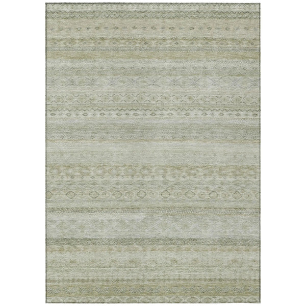 8' X 10' Beige And Brown Striped Washable Indoor Outdoor Area Rug Homeroots Outdoor