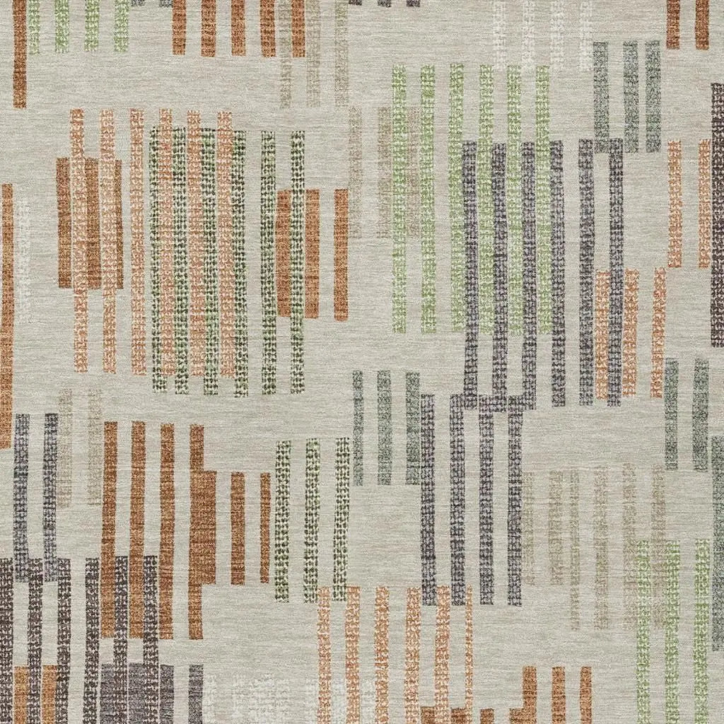 8' X 10' Beige And Charcoal Striped Washable Indoor Outdoor Area Rug Homeroots Outdoor