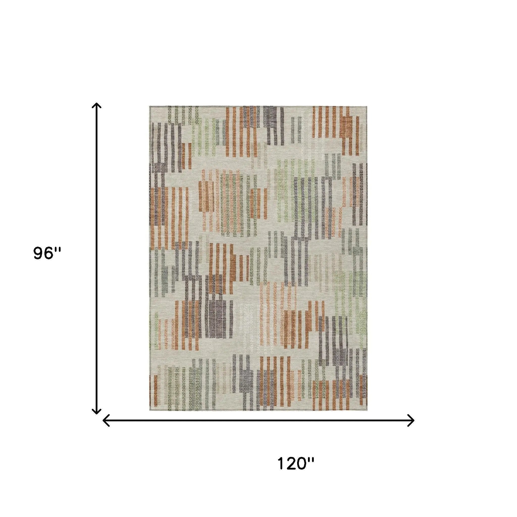 8' X 10' Beige And Charcoal Striped Washable Indoor Outdoor Area Rug Homeroots Outdoor