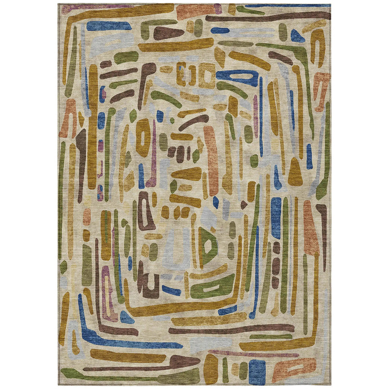 8' X 10' Beige And Copper Abstract Washable Indoor Outdoor Area Rug Homeroots Outdoor