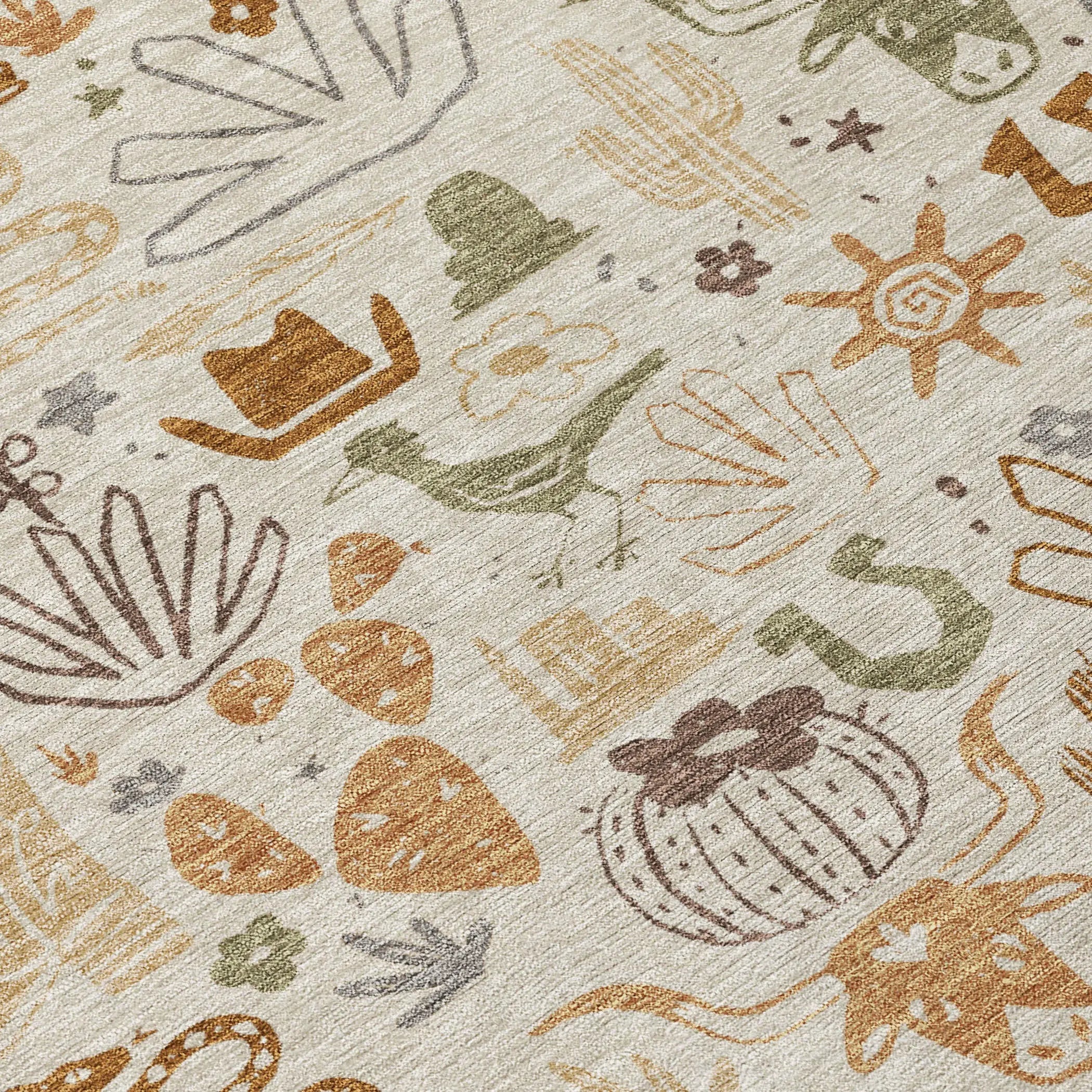 8' X 10' Beige And Copper Cactus Washable Indoor Outdoor Area Rug Homeroots Outdoor