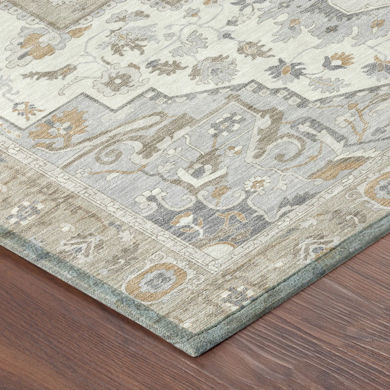 8' X 10' Beige And Copper Oriental Washable Indoor Outdoor Area Rug Homeroots Outdoor