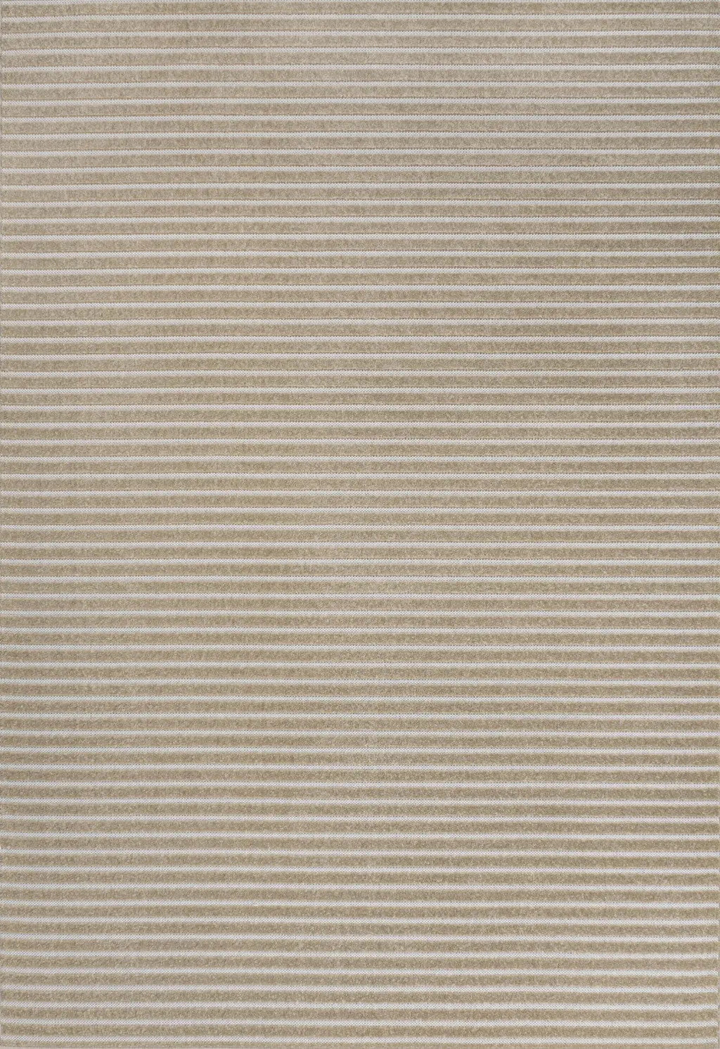 8' X 10' Beige And Cream Striped Indoor Outdoor Area Rug - GreatEagleInc