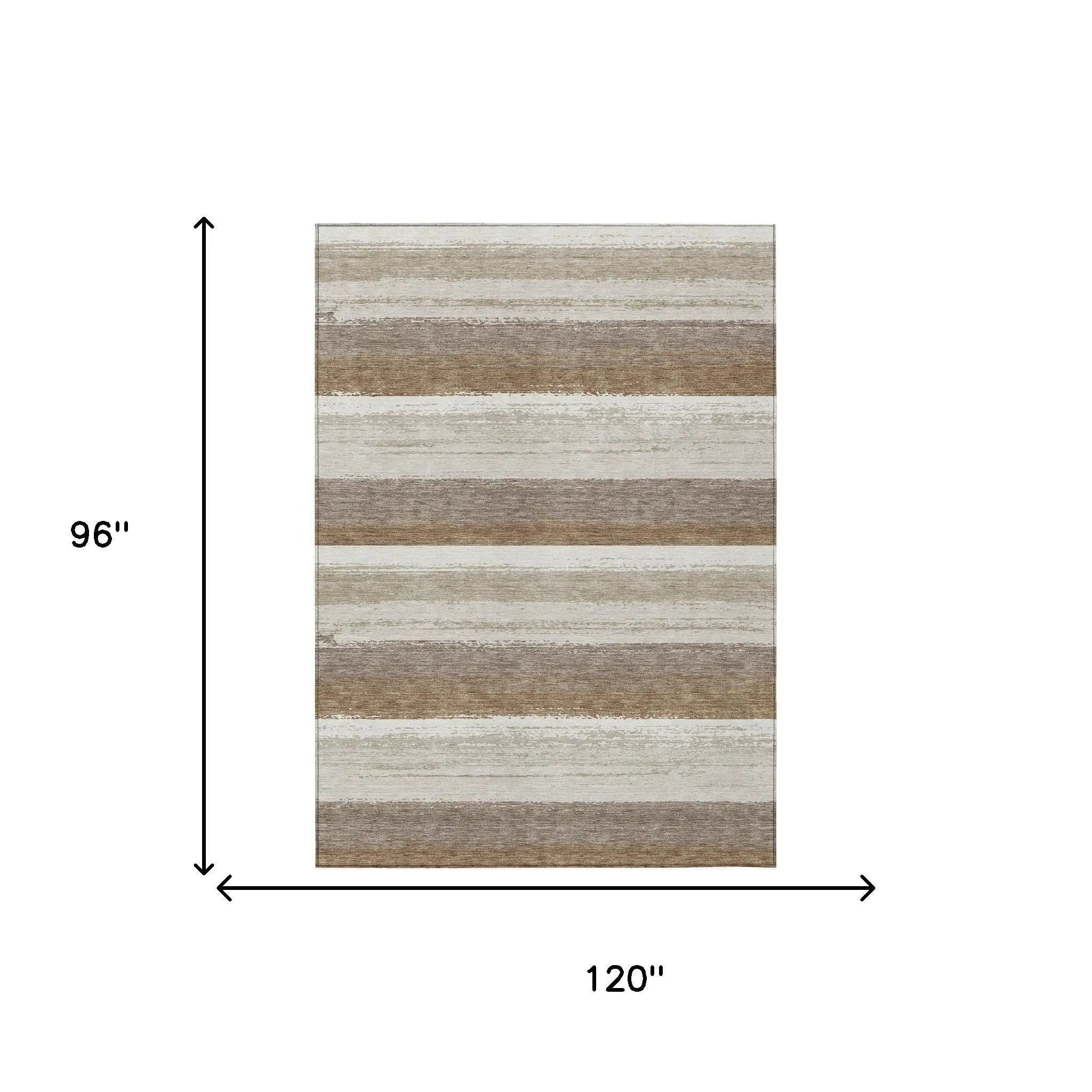 8' X 10' Beige And Graphite Striped Washable Indoor Outdoor Area Rug Homeroots Outdoor