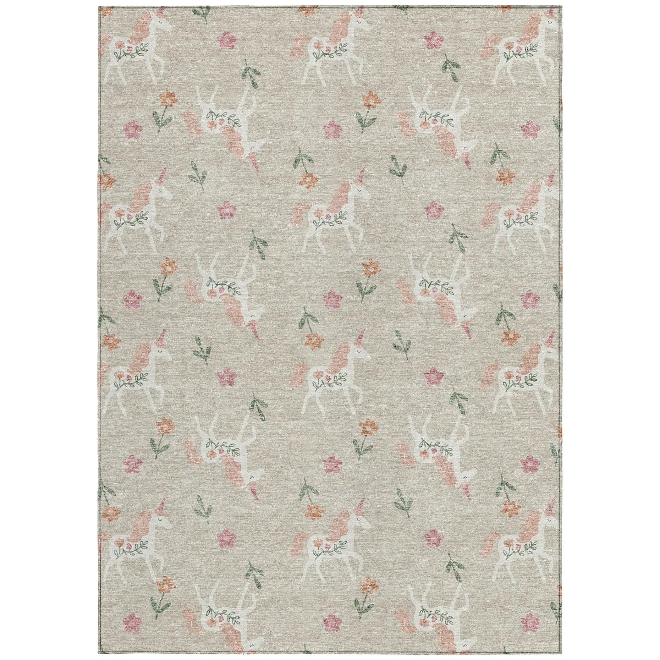 8' X 10' Beige And Gray Floral Washable Indoor Outdoor Area Rug Homeroots Outdoor