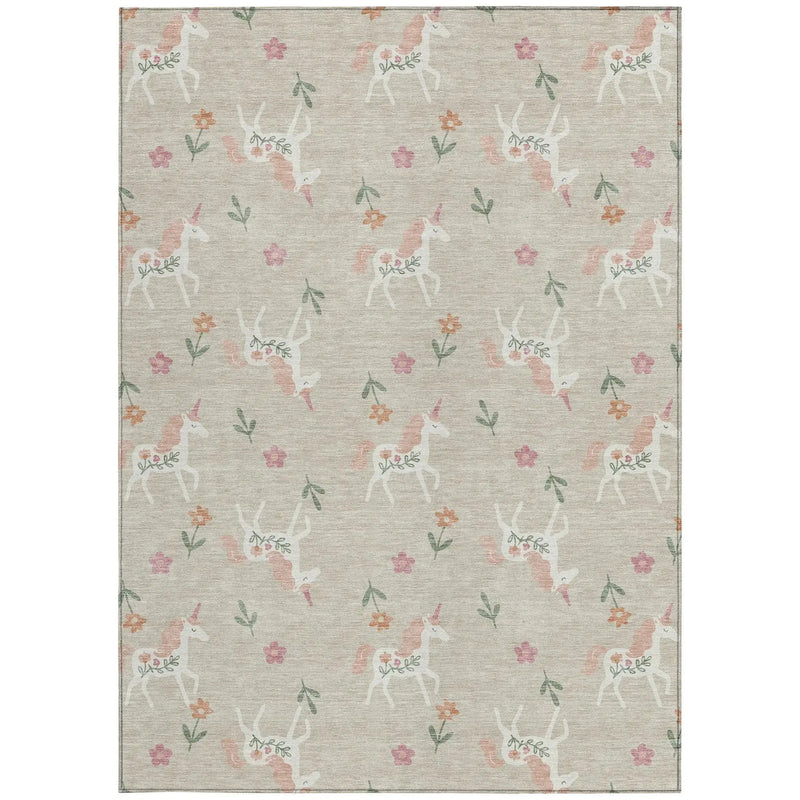 8' X 10' Beige And Gray Floral Washable Indoor Outdoor Area Rug Homeroots Outdoor