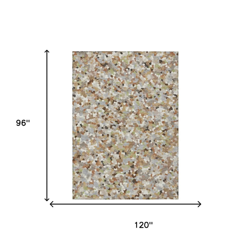 8' X 10' Beige And Gray Geometric Washable Indoor Outdoor Area Rug Homeroots Outdoor