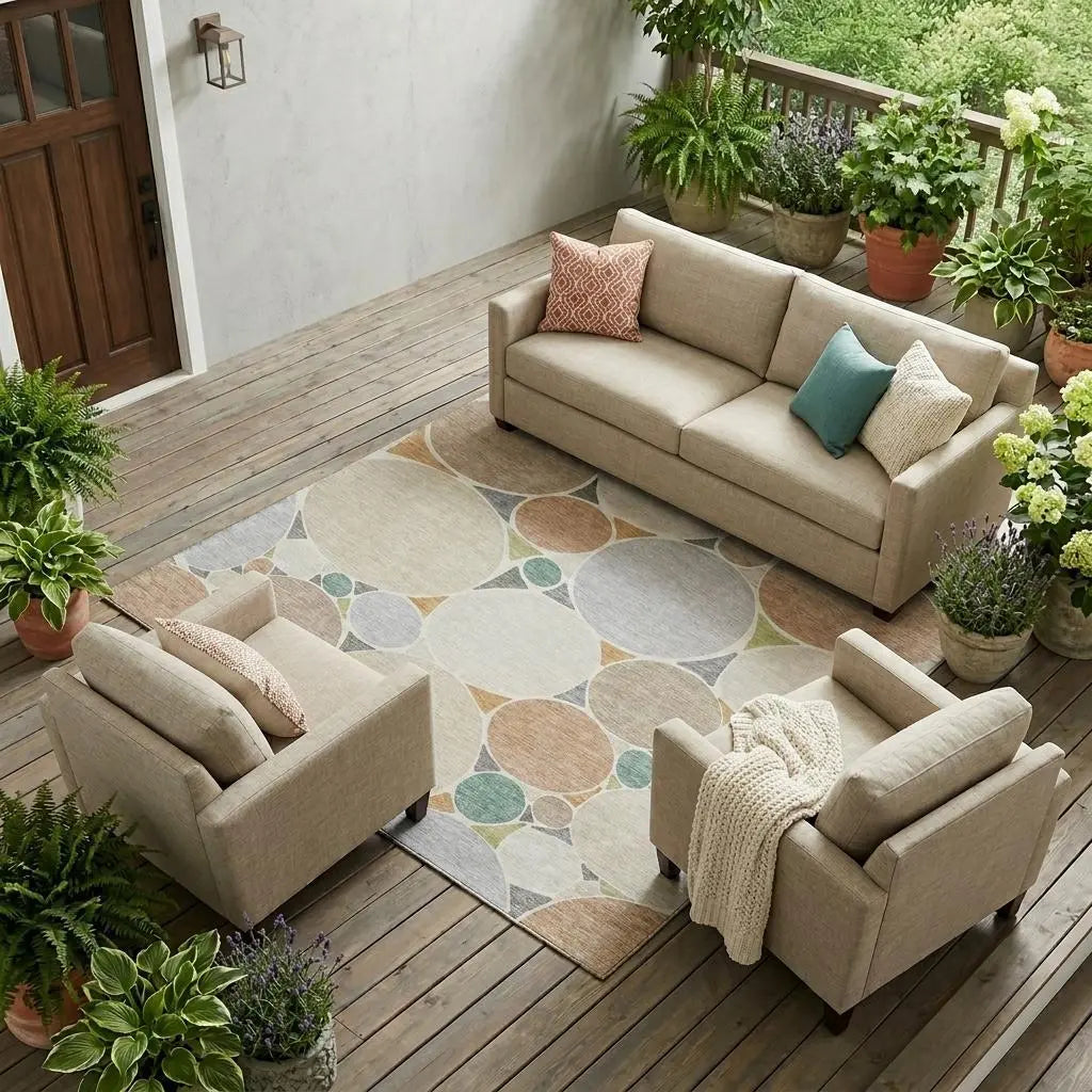 8' X 10' Beige And Gray Geometric Washable Indoor Outdoor Area Rug Homeroots Outdoor
