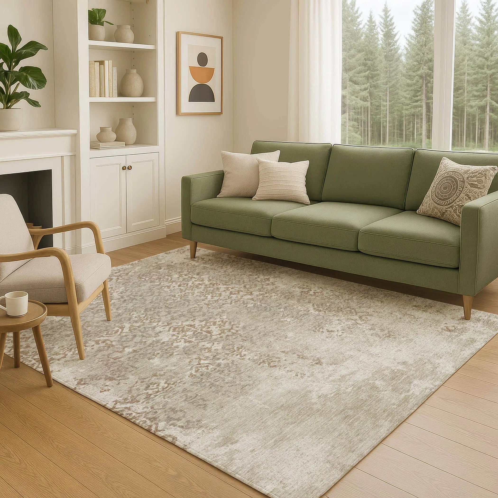 8' X 10' Beige And Gray Oriental Washable Indoor Outdoor Area Rug Homeroots Outdoor