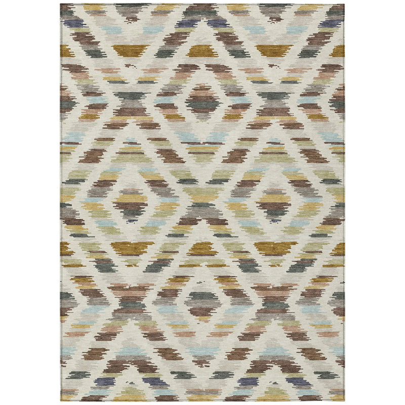 8' X 10' Beige And Green Tribal Washable Indoor Outdoor Area Rug Homeroots Outdoor