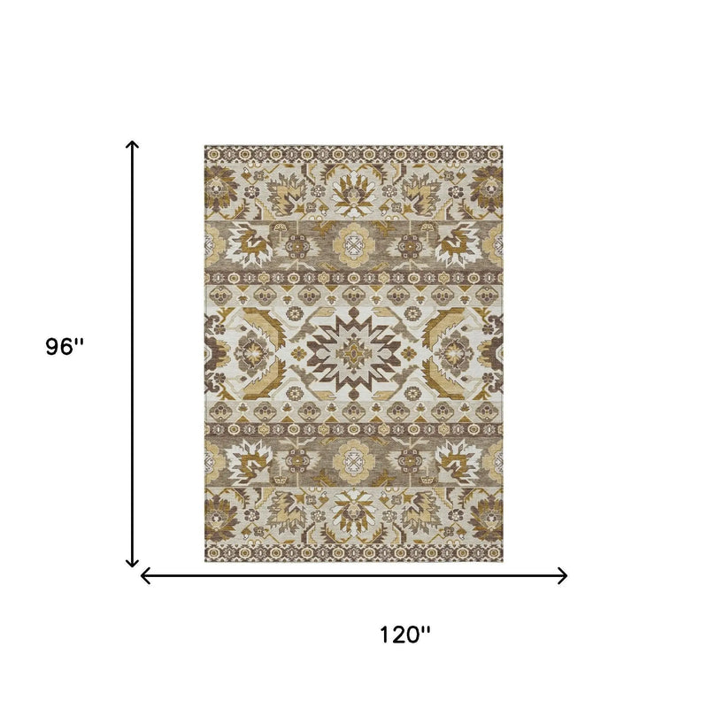 8' X 10' Beige And Ivory Cactus Washable Indoor Outdoor Area Rug Homeroots Outdoor
