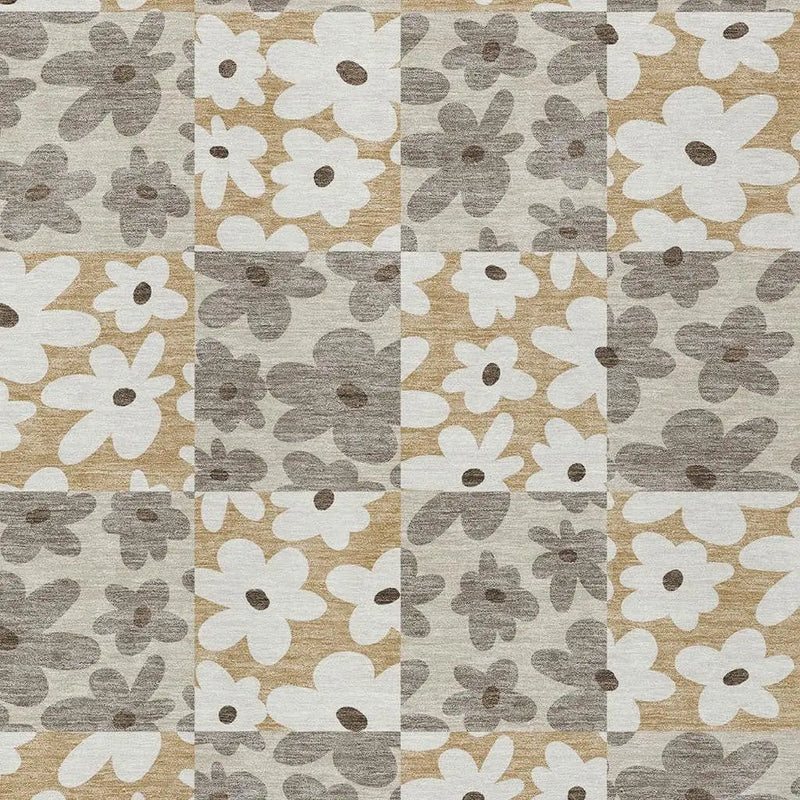 8' X 10' Beige And Ivory Floral Washable Indoor Outdoor Area Rug Homeroots Outdoor