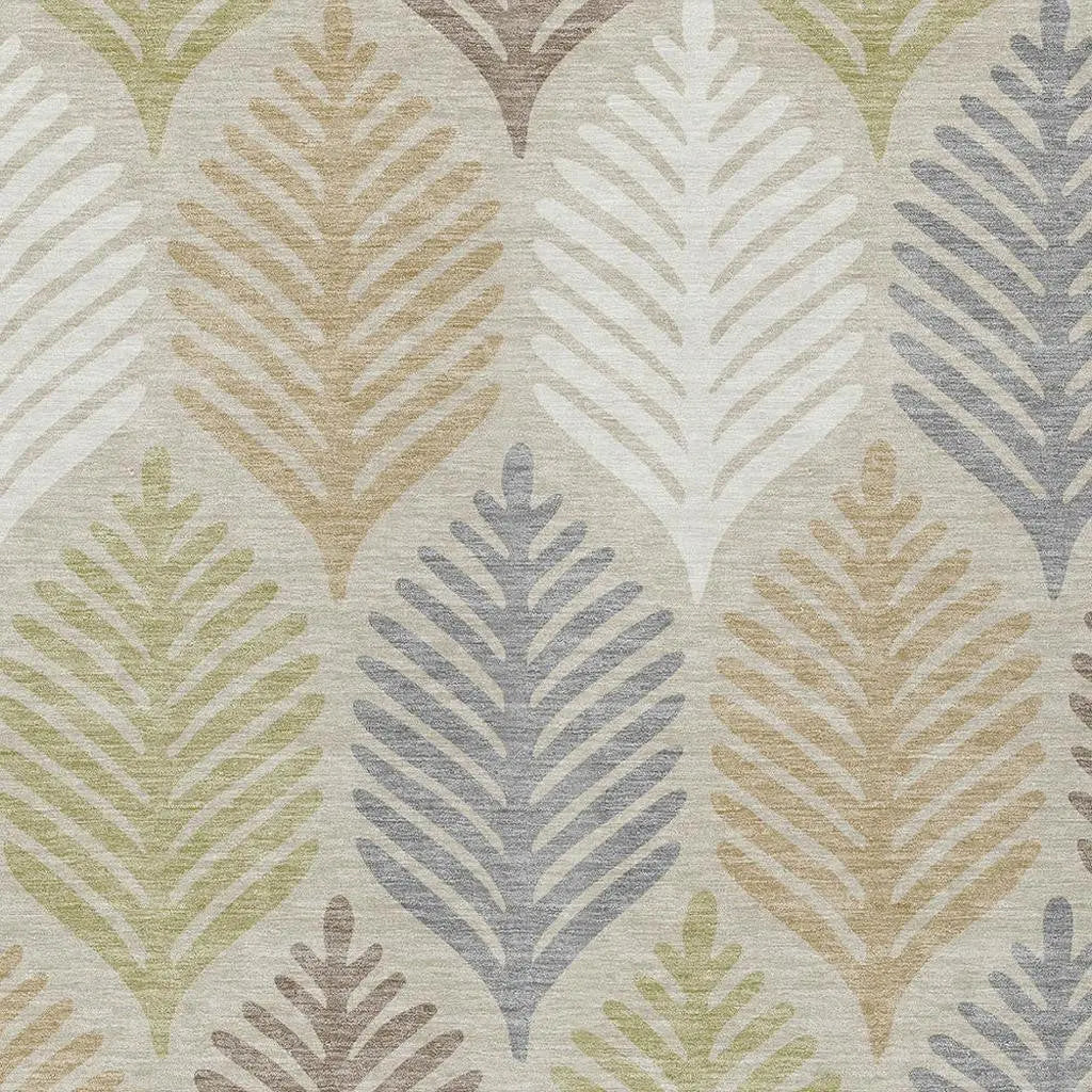 8' X 10' Beige And Ivory Floral Washable Indoor Outdoor Area Rug Homeroots Outdoor